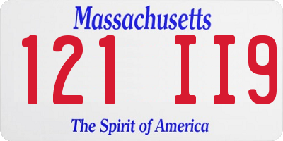 MA license plate 121II9