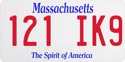 MA license plate 121IK9