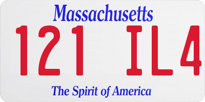 MA license plate 121IL4