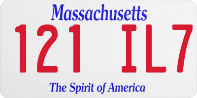MA license plate 121IL7