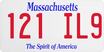 MA license plate 121IL9