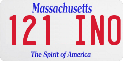 MA license plate 121IN0
