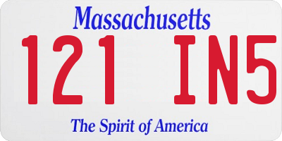MA license plate 121IN5