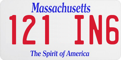 MA license plate 121IN6