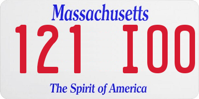 MA license plate 121IO0