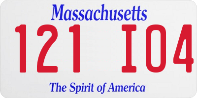 MA license plate 121IO4