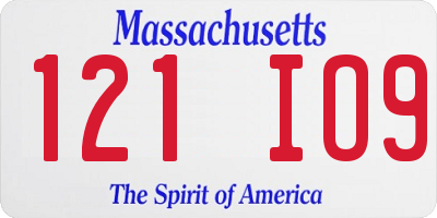 MA license plate 121IO9