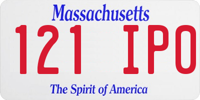 MA license plate 121IP0