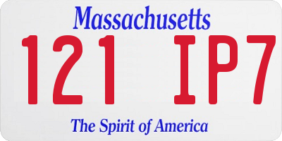 MA license plate 121IP7