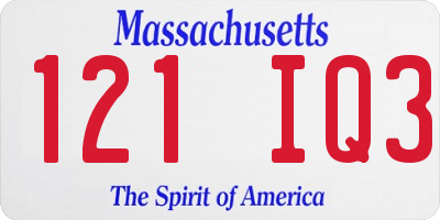 MA license plate 121IQ3