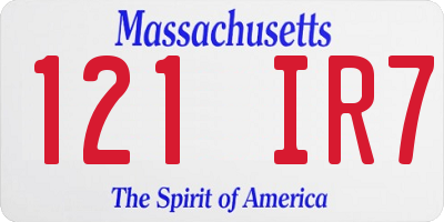 MA license plate 121IR7