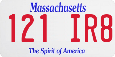 MA license plate 121IR8