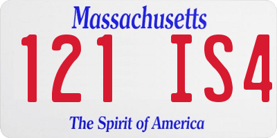 MA license plate 121IS4
