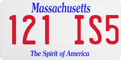 MA license plate 121IS5