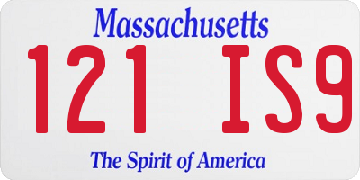 MA license plate 121IS9