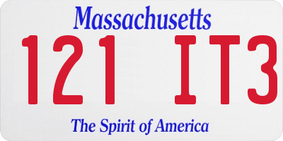 MA license plate 121IT3