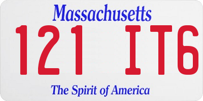 MA license plate 121IT6