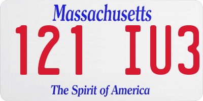 MA license plate 121IU3