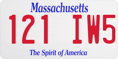 MA license plate 121IW5