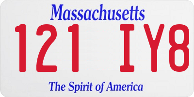 MA license plate 121IY8