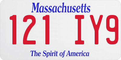 MA license plate 121IY9