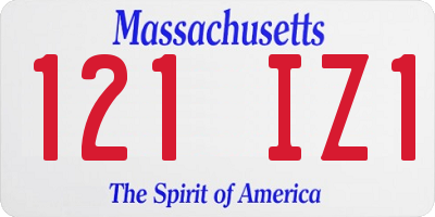 MA license plate 121IZ1
