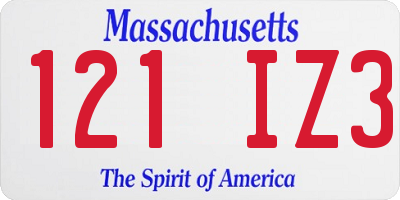 MA license plate 121IZ3