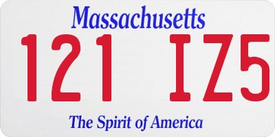 MA license plate 121IZ5