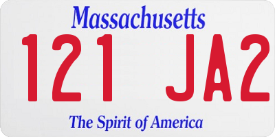 MA license plate 121JA2