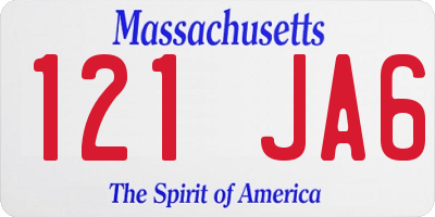 MA license plate 121JA6