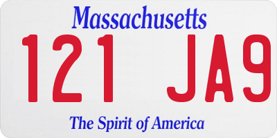 MA license plate 121JA9