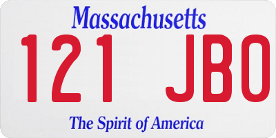 MA license plate 121JB0