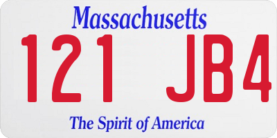 MA license plate 121JB4