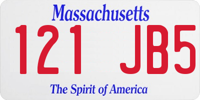 MA license plate 121JB5