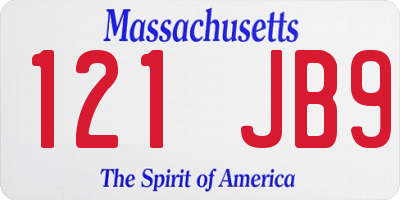 MA license plate 121JB9
