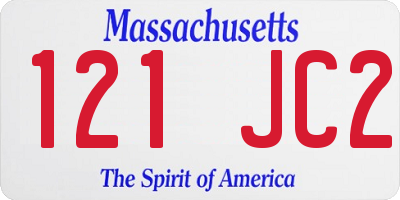 MA license plate 121JC2