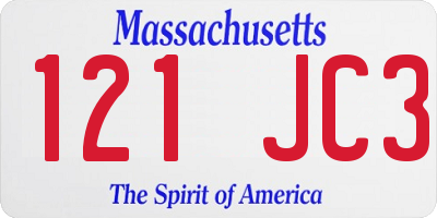 MA license plate 121JC3
