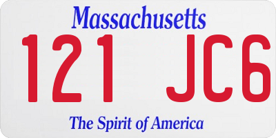 MA license plate 121JC6