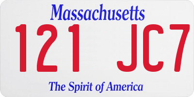MA license plate 121JC7