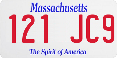 MA license plate 121JC9