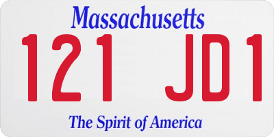 MA license plate 121JD1