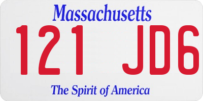 MA license plate 121JD6