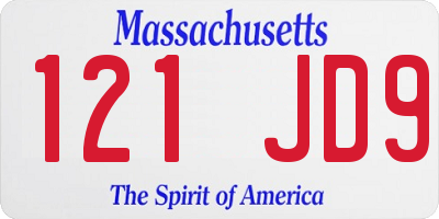 MA license plate 121JD9