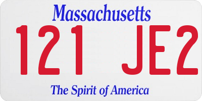 MA license plate 121JE2