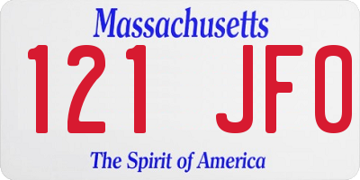 MA license plate 121JF0