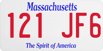 MA license plate 121JF6