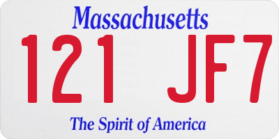 MA license plate 121JF7