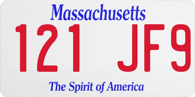 MA license plate 121JF9