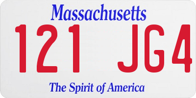 MA license plate 121JG4