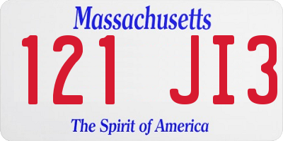 MA license plate 121JI3